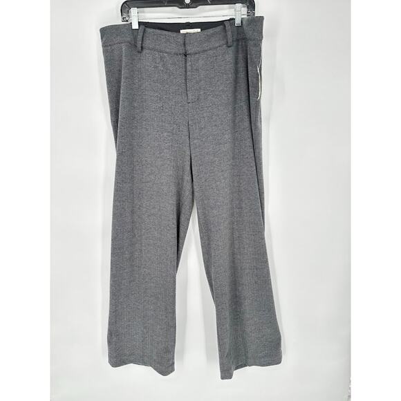 Coldwater Creek Womens Pants Menswear Ponte Trouser Knit Herringbone Grey W18 - Picture 1 of 12